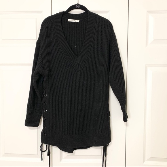 Rag & Bone Ivy Tie Wool Knit Sweater in Black XS - Picture 3 of 10